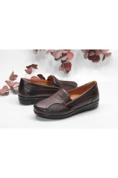 HANIMCA HAKİKİ DERİ ORTOPEDİK TOPUK DİKENİ VE KEMİK ÇIKINTISI DESTEKLİ GÜNLÜK BORDO RAHAT AYAKKABI - 4