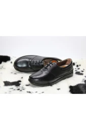 HANIMCA HAKİKİ DERİ DÜZ TABAN TOPUK DİKENİ DESTEKLİ KAHVE GÜNLÜK BAĞCIKLI KLASİK AYAKKABI - 7