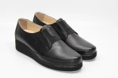 HANIMCA Kadın Lastikli Siyah Rahat  Tabanlı Hakiki Deri Ayakkabı - 1