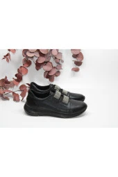 SEDEF HAFİF DÜZ TABAN TAŞLI LASTİKLİ SİYAH GÜNLÜK SPOR YÜRÜYÜŞ AYAKKABI - 1