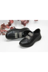 SEDEF HAFİF DÜZ TABAN TAŞLI LASTİKLİ SİYAH GÜNLÜK SPOR YÜRÜYÜŞ AYAKKABI - 2