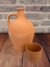 Toprak Testi Sırsız Bardaklı 25 Cm - 2