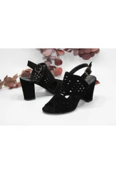 9 CM TOPUK BOYU ÖNÜ VE ARKASI AÇIK GÜNLÜK ABİYE TOPUKLU SANDALET - 3