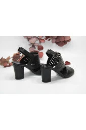 9 CM TOPUK BOYU ÖNÜ VE ARKASI AÇIK GÜNLÜK ABİYE TOPUKLU SANDALET - 8