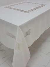 Finezza Bahar Lüx  Dantelli Krep Kumaş Krem Masa Örtüsü 170x230 cm - 1000 - 4