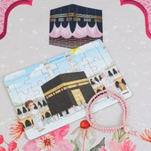 Çocuk Seccadesi Kabe Pembe & Kokulu Kalp İşlemeli Tesbih Bebek Pembesi & Hacca Gidiyorum Puzzle - 4