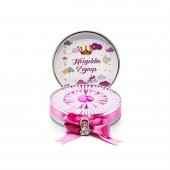 Nin Kız Bebek Çikolatası Metal Yuvarlak Kutu Prenses Baskılı (80 Adet Napoliten Çikolata) - 5