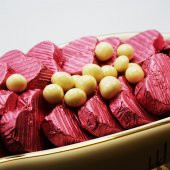 Gondolda Pembe Yaldızlı Kalp Çikolata Söz Nişan Çikolatası 960g - 3