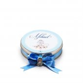 Nin Erkek Bebek Çikolatası Metal Yuvarlak Kutu Mavi Kedi Baskılı (80 Adet Napoliten Çikolata) - 2