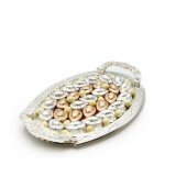 Gümüş Tepside Yaldızlı Çikolata Söz Nişan Tepsisi 900g - 6