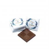 Nin Söz ve Nişan Çikolatası Metal Yuvarlak Kutu Mavi Yaprak Baskılı (80 Adet Napoliten Çikolata) thumbnail 3