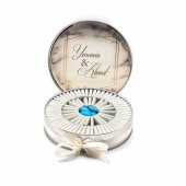 Nin Söz ve Nişan Çikolatası Metal Yuvarlak Kutu Mermer Baskılı (80 Adet Napoliten Çikolata) - 1