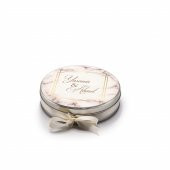 Nin Söz ve Nişan Çikolatası Metal Yuvarlak Kutu Mermer Baskılı (80 Adet Napoliten Çikolata) - 2