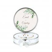 Metal Kutu Söz Nişan Çikolatası Beyaz Yeşil Krem( (80 Adet Napoliten Çikolata) - 1