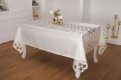 Finezza Miranda Lüx Dantelli Monoray Kumaş Krem Masa Örtüsü 170x230cm - 1005 - 1