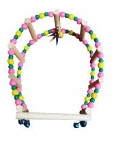 ANS Boncuklu Ahşap Salıncak Kuş Oyuncağı 14cm - 1