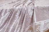 Finezza Pera Lüx  Dantelli Kadife Kumaş Gümüş Masa Örtüsü 160x220 cm - 1010 - 6