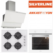 Silverline BO6501W01-CS5349W01-3420 CLASSY Beyaz cam ankastre set - 1