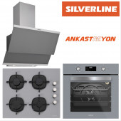 Silverline Bo6502s02-Cs5335s01-3420 Classy Gri Cam Ankastre Set - 1