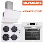 Silverline BO6504W01-CS5429W01-3420 CLASSY Beyaz cam ankastre set - 1