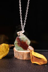 Doğal Amazonit Taşlı Formsuz Bayan Kolye - 1