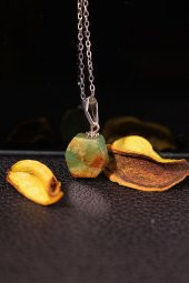 Doğal Amazonit Taşlı Formsuz Bayan Kolye - 5