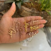 İsimli Dikey İmza Altın Gold 925 Ayar Gümüş Zincir Kolye Kişiye Özel Tasarım - 2