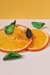 Güneş Taşı Damla Kesim Siyah Kedi Gözü 22 Ayar Altın Kaplama Kadın Üçlü Set 925 Ayar Gümüş Zincirli - 4