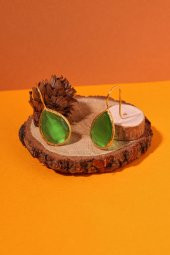 Güneş Taşı Damla Kesim Yeşil Kedi Gözü 22 Ayar Altın Kaplama Kadın Üçlü Set 925 Ayar Gümüş Zincirli - 4