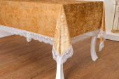 Finezza Pera Lüx  Dantelli Kadife Kumaş Vizon Masa Örtüsü 160x220 cm - 1011 - 3