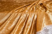 Finezza Pera Lüx  Dantelli Kadife Kumaş Vizon Masa Örtüsü 160x220 cm - 1011 - 5