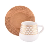 Bambum Hattat 6 Kişilik Desen Altlıklı Kahve Takımı - 1