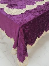 Finezza Elita Lüx  Dantelli Kadife Kumaş Mor Masa Örtüsü 160x220 cm - 1015 - 2