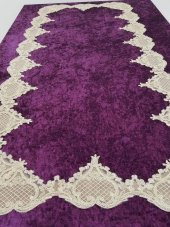 Finezza Elita Lüx  Dantelli Kadife Kumaş Mor Masa Örtüsü 160x220 cm - 1015 - 4