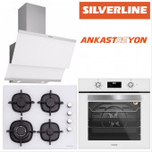Silverline BO6502W02-CS5429W01-3420 CLASSY 60 CM Beyaz Cam Ankastre Set - 1