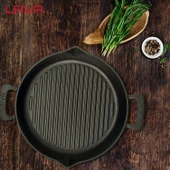 Lava Döküm Yuvarlak Izgara Tavası Döküm Demir Yekpare Çift Kulplu Çap(Ø)32cm. - 7