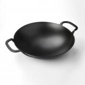 Lava Döküm Yuvarlak Wok Döküm Demir Yekpare Çift Kulplu Çap(Ø)38cm. - 2