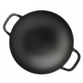 Lava Döküm Yuvarlak Wok Döküm Demir Yekpare Çift Kulplu Çap(Ø)38cm. - 3