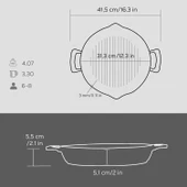 Lava Döküm Yuvarlak Izgara Tavası Döküm Demir Yekpare Çift Kulplu Çap(Ø)32cm. - 5