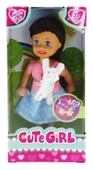 Cute Girl Beyaz Köpekli ve Kumral Mini Bebek - 1