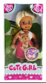 Cute Girl Kahverengi Köpekli ve Sarışın Mini Bebek - 1