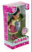 Cute Girl Gri Köpekli ve Kumral Mini Bebek - 2