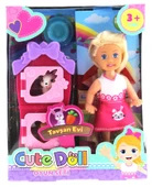 Cute Doll Mini Bebek Tavşanlı ve İki Katlı Kulübe Oyun Seti - 1