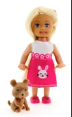 Cute Girl Kahverengi Köpekli ve Sarışın Mini Bebek - 3