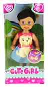 Cute Girl Sarı Köpekli ve Kumral Mini Bebek - 1