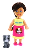 Cute Girl Gri Köpekli ve Kumral Mini Bebek - 3