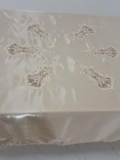 Finezza Anjelica İncili Dantelli Monoray Kumaş Bej Masa Örtüsü 170x230 cm - 1018 - 4