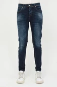 Erkek Slim Fit Taş Yıkamalı Likralı Jean Kot Pantolon - 1