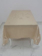 Finezza Anjelica İncili Güpürlü Monoray Kumaş Bej Masa Örtüsü 170x330 cm - 1019 - 4