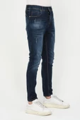 Erkek Slim Fit Taş Yıkamalı Likralı Jean Kot Pantolon - 4